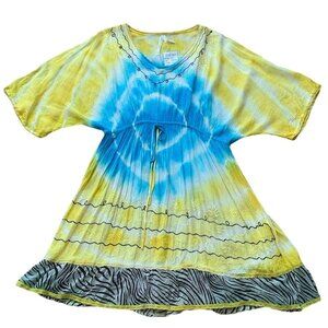 Ocean Breeze Tie Dye Lightweight Bathing Suit Beach Cover Up Dress One Size